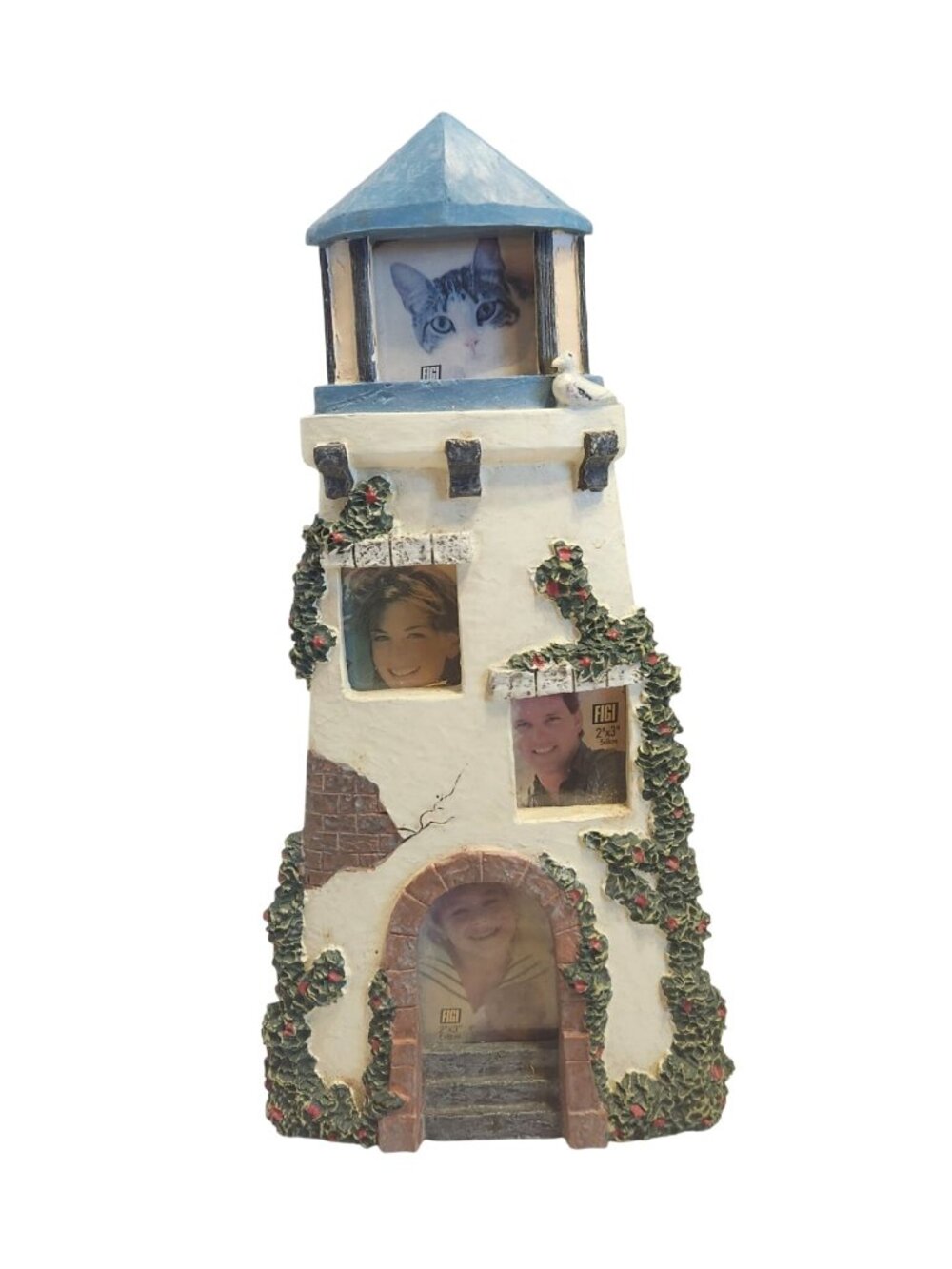 Figi Lighthouse-Themed 3-Photo Resin Frame With Easel Back Holds 2"x3" Photos Co